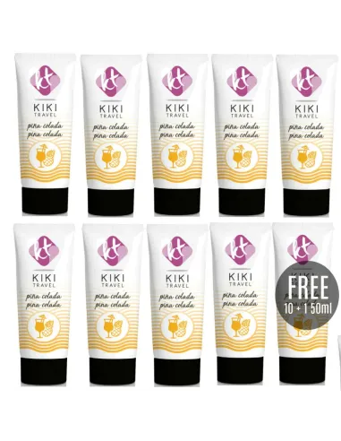 KIKÍ TRAVEL LUBRICANTE SABOR A PIÑA COLADA 50ML 10 + 1 GRATIS