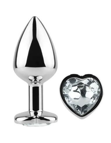 SECRET PLAY - METAL BUTT PLUG CORAZÓN TRANSPARENTE TALLA S 7 CM