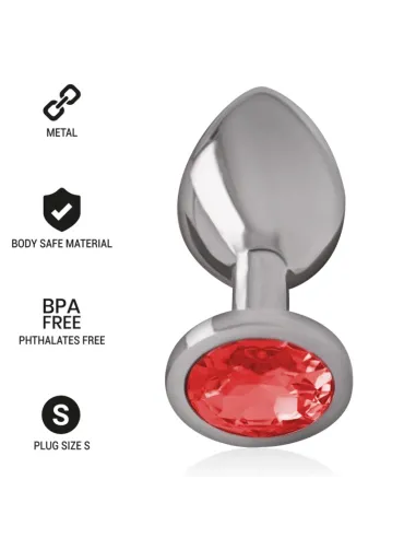 INTENSE - PLUG ANAL METAL ALUMINIO CON CRISTAL ROJO TALLA S