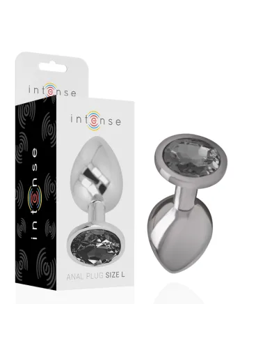 INTENSE - PLUG ANAL METAL ALUMINIO CON CRISTAL NEGRO TALLA L