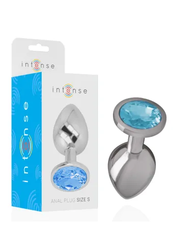 INTENSE - PLUG ANAL METAL ALUMINIO CON CRISTAL AZUL TALLA S