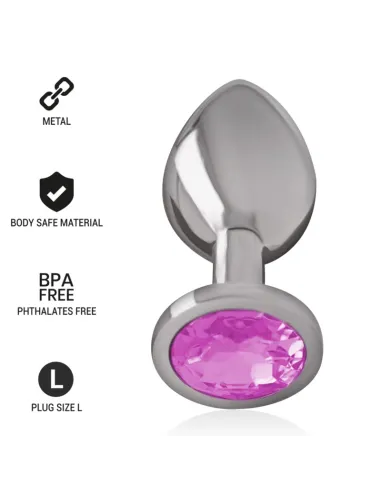 INTENSE - PLUG ANAL METAL ALUMINIO CON CRISTAL ROSA TALLA L