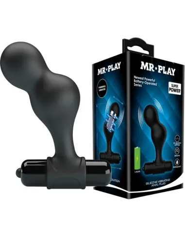 MR PLAY - PLUG ANAL VIBRADOR DE SILICONA NEGRO