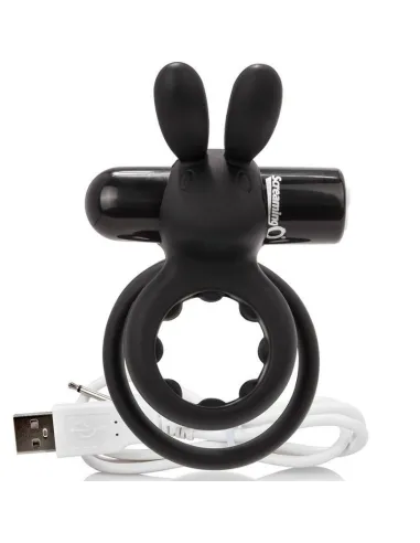 SCREAMING O ANILLO DOBLE RECARGABLE CON RABBIT O HARE - NEGRO