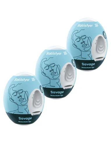 SATISFYER 3 HUEVOS MASTURBADORES - SAVAGE