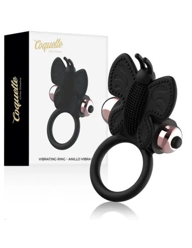 COCK RING BUTTERFLY ANILLO VIBRADOR NEGRO / GOLD COQUETTE AL MEJOR PRECIO