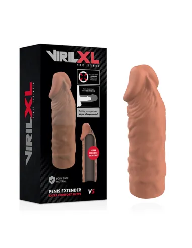 EXTENSION DE PENE LIQUID SILICONE V5 MARRON VIRILXL AL MEJOR PRECIO