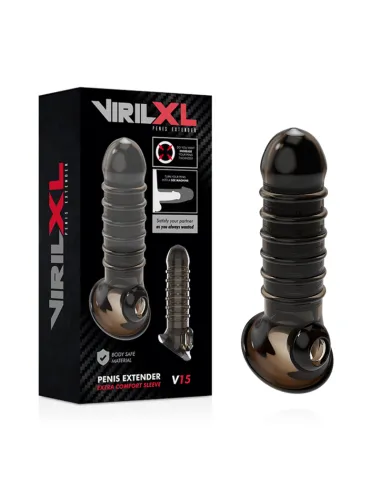 EXTENSION Y FUNDA DE PENE V15 NEGRO VIRILXL AL MEJOR PRECIO