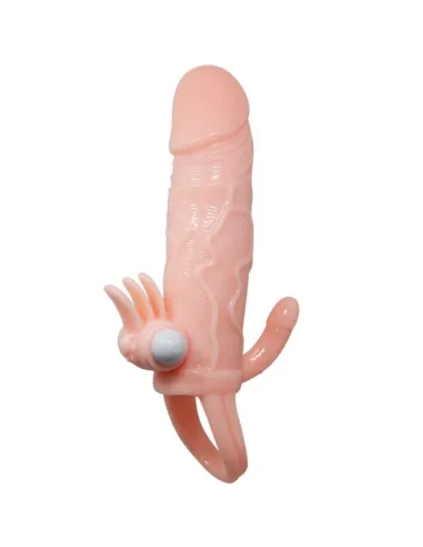 BRAVE MAN FUNDA PENE ANAL Y CLITORIS VIBRADOR 16.5 CM NATURAL