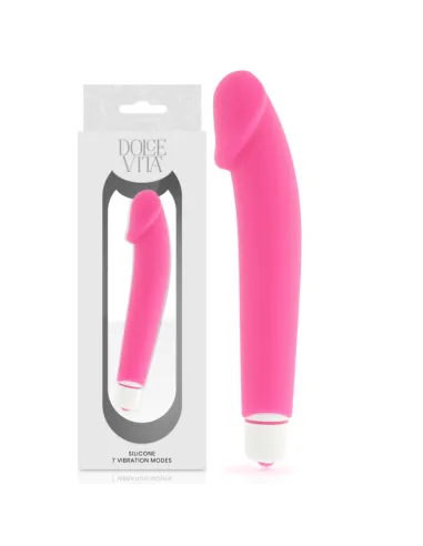 REALISTIC VIBRADOR SILICONA ROSA DOLCE VITA AL MEJOR PRECIO EN SEDUCCIONYPLACER.COM