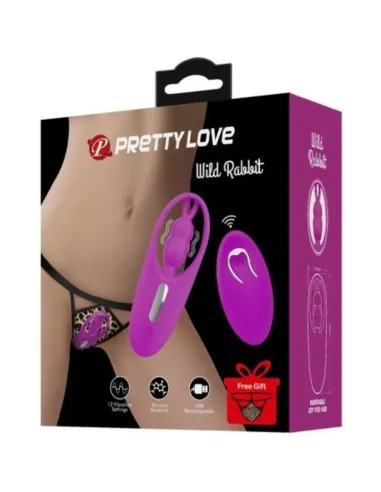 PRETTY LOVE WILD RABBIT ESTIMULADOR PARA BRAGUITA CON CONTROL REMOTO - LILA