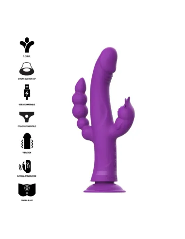 INTENSE™ - CASANOVA VIBRADOR RABBIT SILICONA TRIPLE MOTOR MORADO