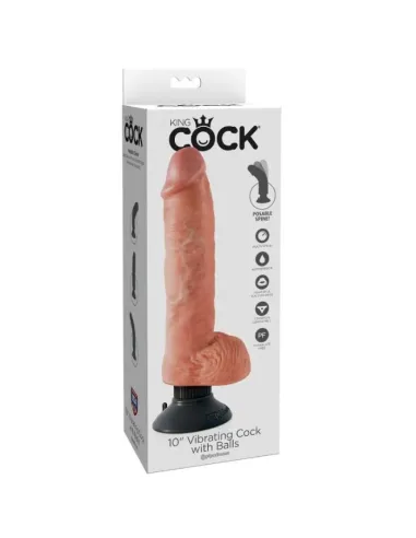 DILDO VIBRADOR KING COCK CON TESTICULOS 25.5 CM COLOR CARNE