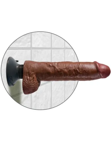 DILDO VIBRADOR KING COCK CON TESTICULOS 25.5 CM COLOR MARRON