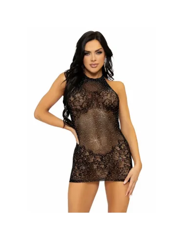 LEG AVENUE MINI VESTIDO CON PEDRERÍA TALLA ÚNICA - NEGRO