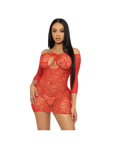 LEG AVENUE MINI VESTIDO HEART NET TALLA ÚNICA - ROJO