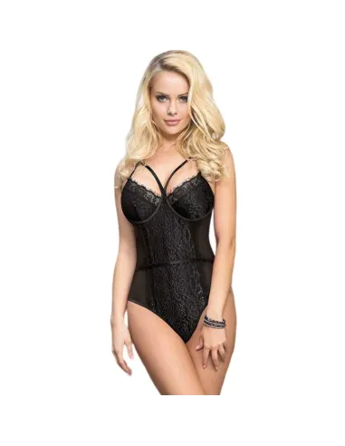 QUEEN LINGERIE TEDDY ENCAJE NEGRO S/M