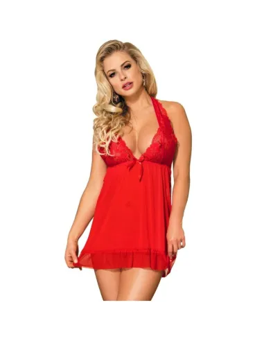 OFERTA: Subblime Babydoll Rojo Con Bordados Florales En Pechos S/M