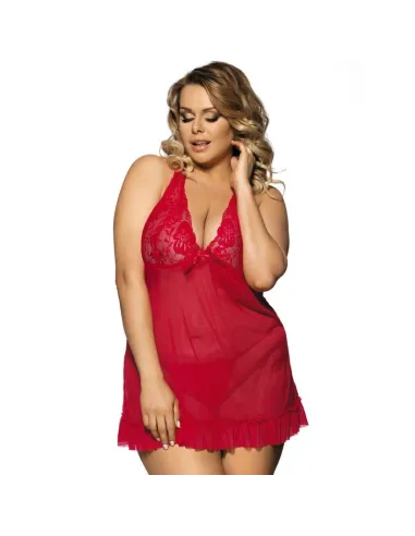 OFERTA: Subblime Queen Plus Babydoll Rojo Con Bordados Florales En Pechos